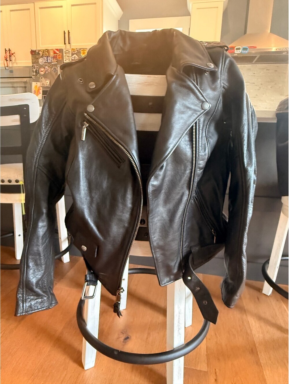 Harley-Davidson Black Leather Motorcycle Jacket, Bar and Shield, Size S